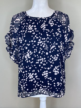 Madewell NWT Women’s Memento Short Ruffle Sleeve Top Sz S Paintbrush dot navy J9 - £15.60 GBP