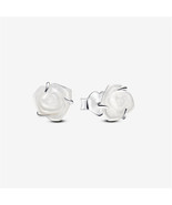 White Rose in Bloom Stud Earrings,Fits Pandora charms - $30.07 CAD