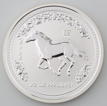 2002 Lunar Anno Di Il Cavallo Australiano 1/2 .5 Mezza Oncia 999 Argento Bu - £82.82 GBP