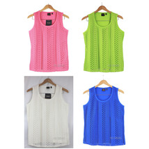 NWT Rafaella Women&#39;s CROCHET Knit Tank top Pink/Blue/Ivory/Green S-XXL M... - $29.99