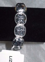 Liz Claiborne Bracelet Silver Tone Stretch W Sparkly Silver Stones NEW - $17.79