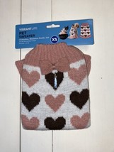 NWT Vibrant Life Pink Hearts Pet Sweater Size XS Chihuahua Mini Poodle Cat - £11.16 GBP