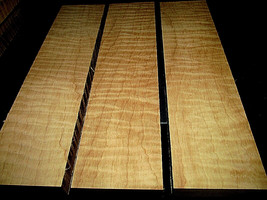 20 PIECES BEAUTIFUL SANDED CURLY MAPLE LUMBER WOOD VENEER 12&quot; X 3&quot; X 1/16&quot; - £32.66 GBP