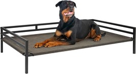 Metal Elevated Dog Bed, Cooling Raised Pet Cot With Chew Proof And Washable Text - £39.67 GBP