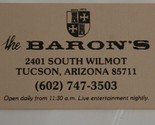 The Barons Restaurant Vintage Business Card Tucson Arizona bc4 - $3.95
