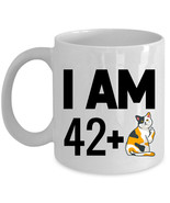 Funny Coffee Mug 11oz I Am 42 Plus One Middle Finger 43rd Birthday Cat C... - $23.02 CAD