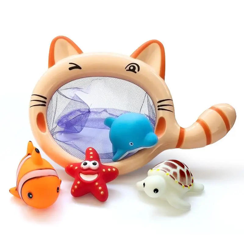 (Set of 5) Baby Bath Toys Funny Fishing Toys Network Bag Pick Up Fish Kids Toy - £10.18 GBP