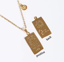 Leo Zodiac Pendant Necklace 18K Plated Stainless Steel - Gold - £10.38 GBP