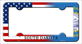 South Dakota|American Flag Novelty Metal License Plate Frame LPF-480 - £14.98 GBP
