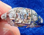 Original EARTH MINED DIAMOND ART Deco Engagement Ring SOLID 18K GOLD Sol... - $6,170.25