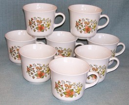 Vtg CORELLE Corning INDIAN SUMMER Cups Mugs -Set 8- Floral Orange Yellow... - $227.48 MXN
