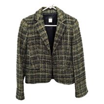 J.Crew Button Front Long Sleeve Lined Tweed Blazer Jacket Green Black Si... - $159.99