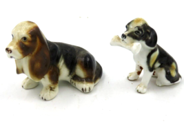 Vintage Bone China Miniature Basset Hound Family of Two - $12.37