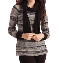 French Kyss bethany striped sweater w/ scarf in Black Multi - size S - $55.44