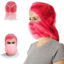 100 Polypropylene Hooded Caps Red Non Woven Hoods /w Elastic Closure - £24.32 GBP