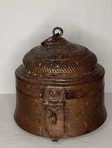 Indian lidded copper pot betal nut or Chapati storage box - £215.12 GBP