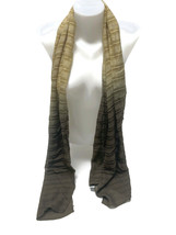 Nafnaf Womens Scarf Brown Ombre Color Gradient Sheer Striped Pattern Rec... - £10.98 GBP