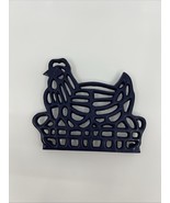 Vintage Cast Iron/Enamel Chicken Trivet – Cobalt Blue Hen On Nest Cottag... - $276.42 MXN