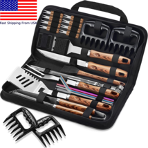 27Pcs Heavy Duty BBQ Grilling Accessories Tools Kit with Portable Carryi... - £40.26 GBP
