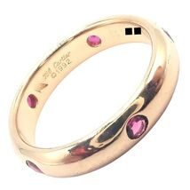 Authentic! Cartier Stella 18k Rose Gold Ruby Band Ring Size 51 - $2,750.00