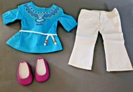 American Girl Saige TUNIC OUTFIT Retired Top Pants Shoes - £18.13 GBP
