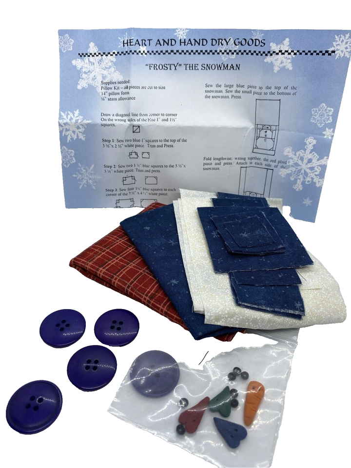 Heart and Hand Dry Goods Frosty the Snowman Pillow Kit NEW - $13.29