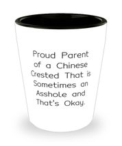 Proud Parent of a Chinese Crested. Chinese Crested Dog Shot Glass, Cute Chinese  - £7.79 GBP