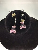 Betsey Johnson Lucite Pink Gingham Mis-Matched Teddy Bear Earrings - £10.93 GBP