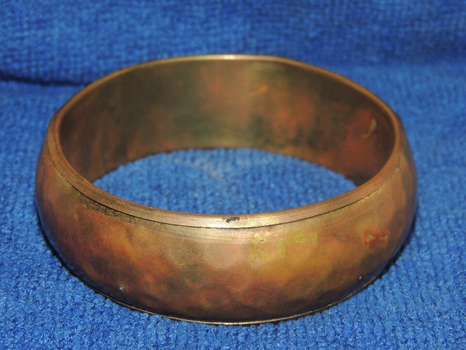 Hammered Copper Bracelet / Bangle 2.75" washed / plated pillow puffy vintage Item image 9