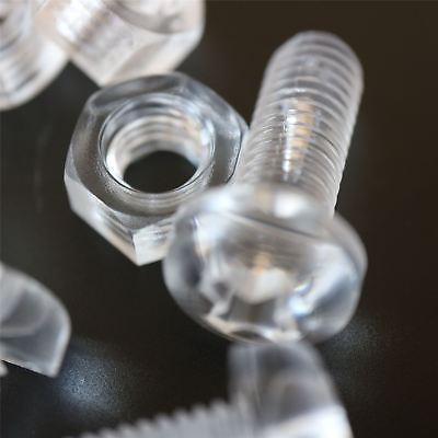 10x Transparent Clear Plastic Acrylic M8 x 20mm Nuts &amp; Bolts, Acrylic Sc... - $12.43
