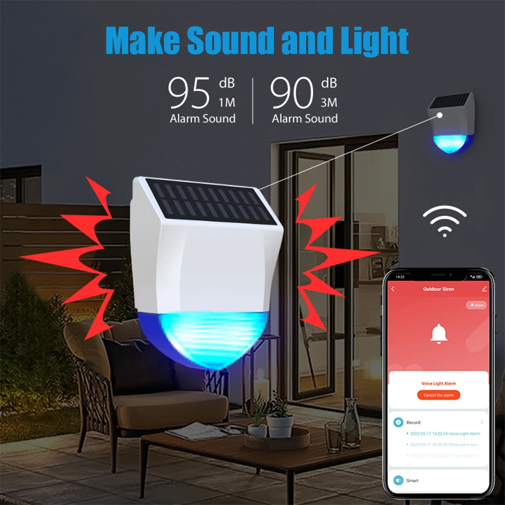 WiFi Tuya Smart Life Wireless Bluetooth-compatible Solar Powered Outdoor Sound L - £114.12 GBP