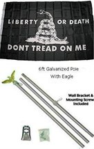 3x5 Gadsden Liberty or Death Black White Flags Galvanized Pole Kit Set PREMIUM V - £23.88 GBP
