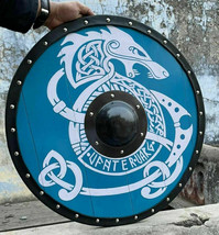 Medieval Viking White Dragon Shield Fully Functional Wooden Shield For Battle - £120.22 GBP