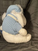 NWT Disney Store Blue Sweater 12&quot; Eeyore Plush Pooh Christmas Hat Winter White - £14.36 GBP