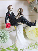 Love Never Dies Wedding Night Couple Wife Carrying Husband Skeletons Figurine - £21.57 GBP