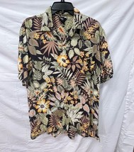 Squish Wear Black Floral Tropical Short Sleeve Shirt Large - $285.10 MXN