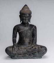 Ancien Khmer Style Bronze Assis Enlightenment Statue de Bouddha - 38cm/15 &quot; - £876.81 GBP