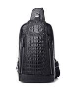 FR Fashion Co. 12&quot; Men&#39;s Crocodile Pattern Leather Crossbody Sling Bag - £31.96 GBP
