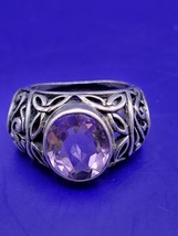 Vintage SV 925 Sterling Silver Light Purple Gemstone Ring - Size 7 ☆(10) - £26.26 GBP