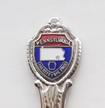 Collector Souvenir Spoon USA Pennsylvania Keystone State Map Cloisonne E... - $2.99