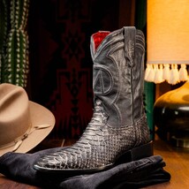 Marco Di Milano Genuine Snake Skin Cowboy Boot Missouri Stone White image 6