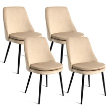 Upholstered Velvet Dining Chairs Set Of 4, High Back Armless Boucle Dinner Chair - £311.36 GBP