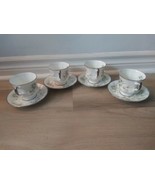 Paragon FIRST LOVE Set of 4 Teacup and Saucers Bone China England  Plati... - $30.04 CAD