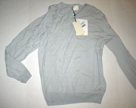 New Peuterey NWT Mens Designer Linen Cotton Light Gray Silver Sweater XXL Soft  - £163.13 GBP