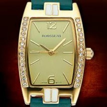 NEW Rousseau Chariere 62623342 Womens Green Leather Watch with Crystals on Bezel - £11.07 GBP