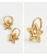 2-in-1 Star Hoop Earrings Gold Stainless Steel - $12.00