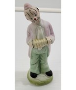 *R) Vintage Bisque Porcelain Hobo Circus Clown with Accordion Figurine - £7.73 GBP