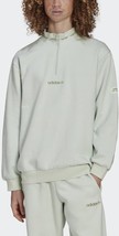 adidas Men&#39;s Trefoil Linear Quarter Zip Sweatshirt in Linen Green-XL - $44.88