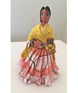 Papier Mache 8 Inches Tall Latin Dancer Vintage Mexican Costume Doll Fig... - $37.05 CAD
