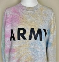 Army Cropped Sweatshirt ~ Grey w/Tie Dye Design ~ Women&#39;s Size Large - £17.65 GBP